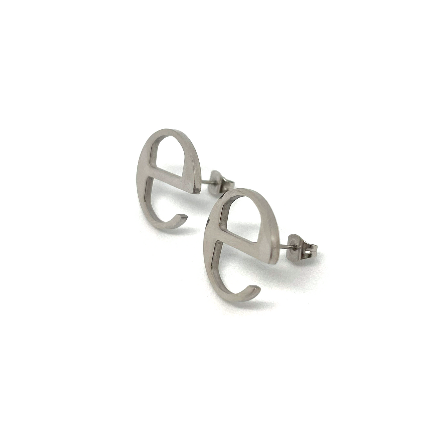 Ecco2k "E" Logo Fan-Made Stainless Steel Small Stud Earrings - 0.75in Stainless Steel