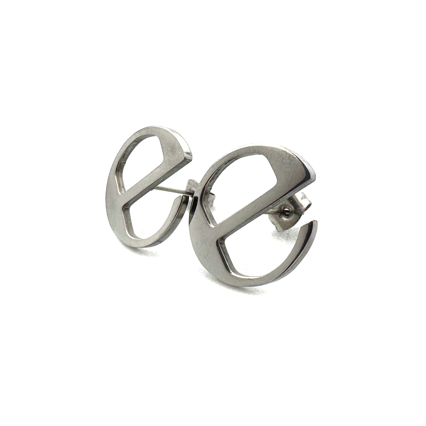 Ecco2k "E" Logo Fan-Made Stainless Steel Small Stud Earrings - 0.75in Stainless Steel