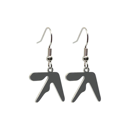 Aphex Twin logo stainless steel dangly earrings – 0.75-inch fan-made design for Aphex Twin fans