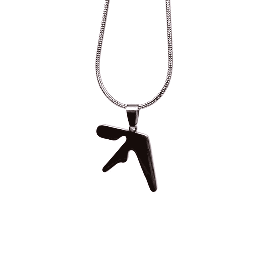 Aphex Twin logo stainless steel pendant chain necklace – 1-inch minimalist fan-made necklace with 60cm chain