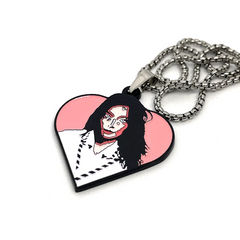 Björk "Post" Heart Fan-Made Enamel Pendant Chain Necklace – 60cm Stainless Steel Chain - Indie Ovation