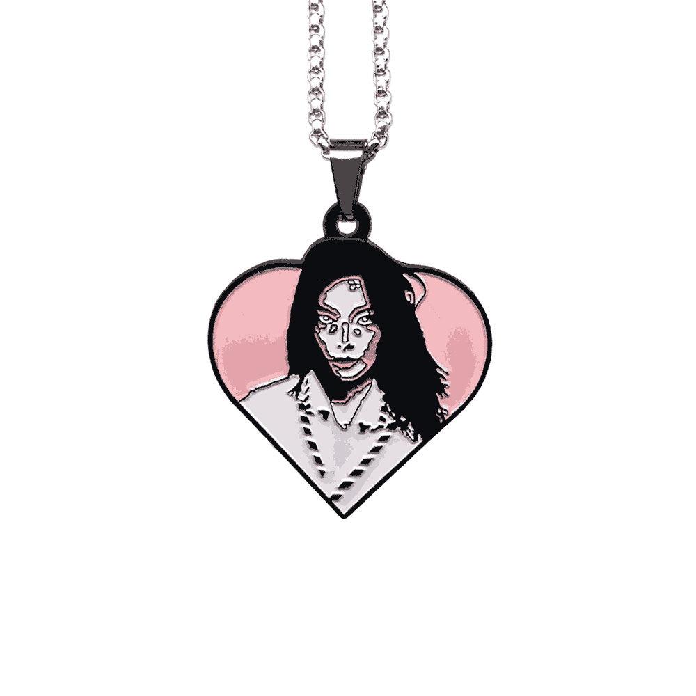 Björk "Post" Heart Fan-Made Enamel Pendant Chain Necklace – 60cm Stainless Steel Chain - Indie Ovation