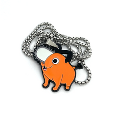 Chainsaw Man Pochita enamel pendant chain necklace – 1.5-inch fan-made design with 60cm stainless steel chain