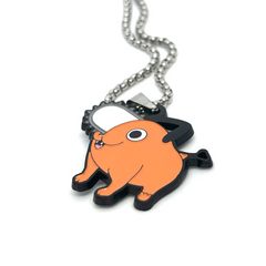 Chainsaw Man Pochita enamel pendant chain necklace – 1.5-inch fan-made design with 60cm stainless steel chain
