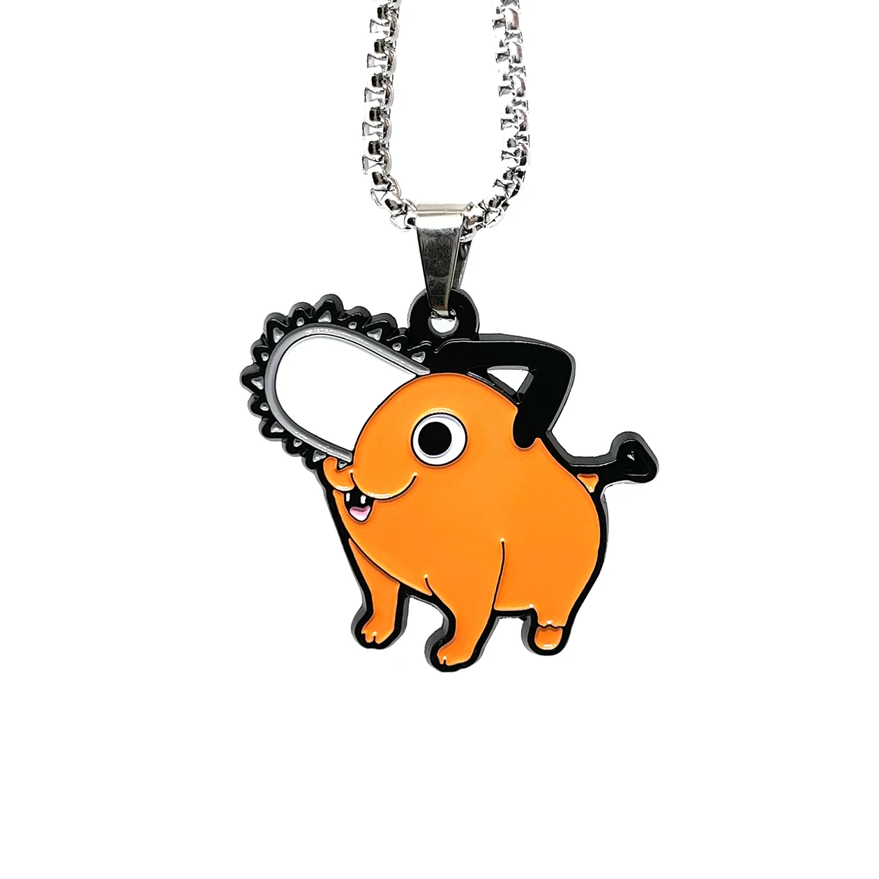 Chainsaw Man Pochita enamel pendant chain necklace – 1.5-inch fan-made design with 60cm stainless steel chain