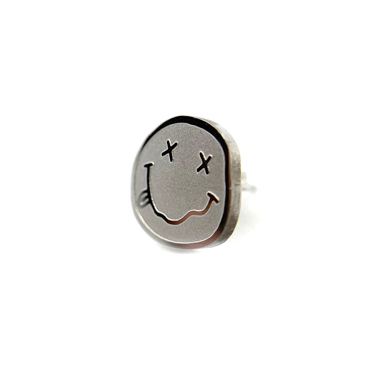 Nirvana Smiley Face Logo Fan-Made Stainless Steel Stud Earrings – 0.5 Inch Hypoallergenic Earrings