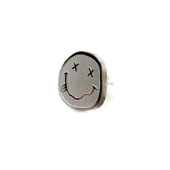 Nirvana Smiley Face Logo Fan-Made Stainless Steel Stud Earrings – 0.5 Inch Hypoallergenic Earrings