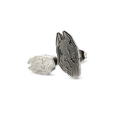 Compact 0.5-inch stainless steel stud earrings inspired by Death Grips' groundbreaking album The Money Store, perfect for fans of music merch.