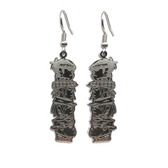 Fan-made stainless steel dangly earrings featuring the iconic Demon Days album design by Gorillaz.