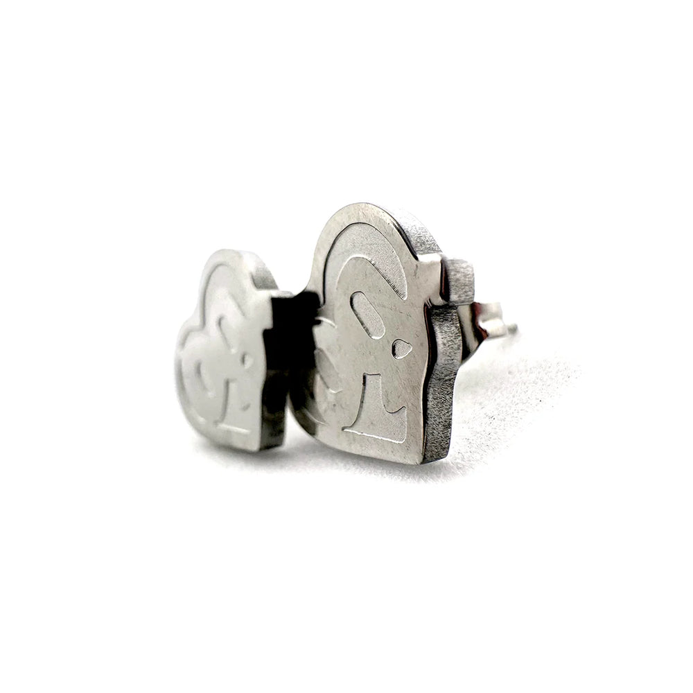 Drain Gang Love Pill logo stainless steel stud earrings – 0.5-inch fan-made minimalist design