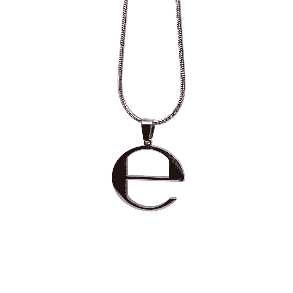 Ecco2k 'E' album stainless steel pendant necklace – 1-inch fan-made minimalist design with 60cm chain