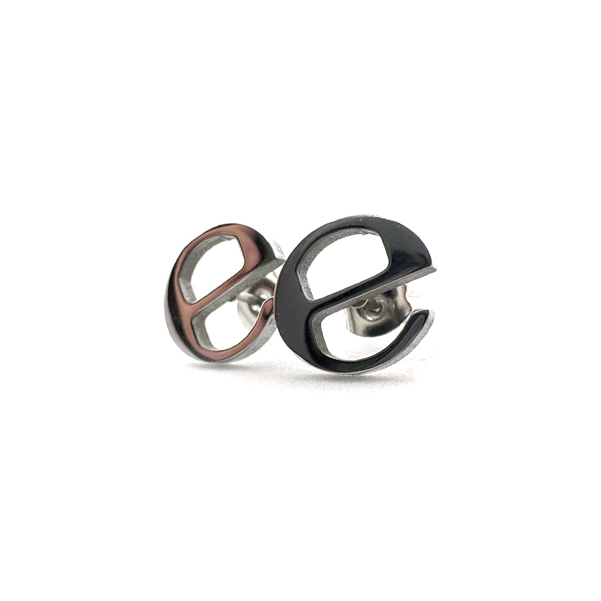 Ecco2k ‘E’ logo stainless steel stud earrings – 0.5-inch minimalist fan-made design for Ecco2k fans