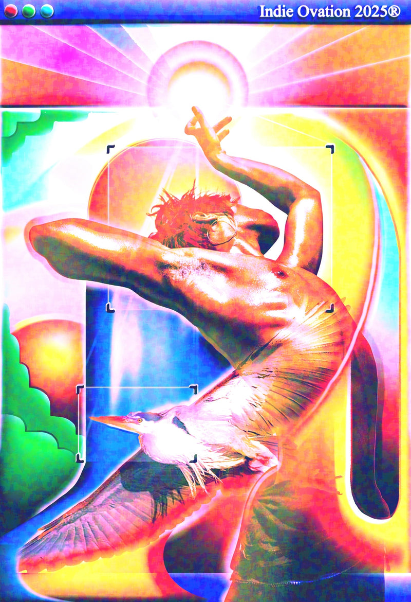 Ethereal digital collage titled ‘Archangel Aviary’ inspired by Ecco2k, featuring abstract wings, angelic light, and vibrant web-core textures printed on 13×19 matte archival paper.