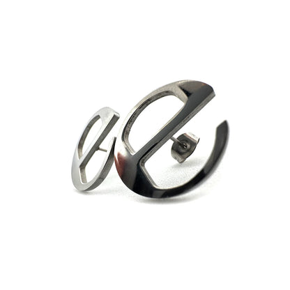 Ecco2k "E" Logo Fan-Made Stainless Steel Small Stud Earrings - 0.75in Stainless Steel - Indie Ovation