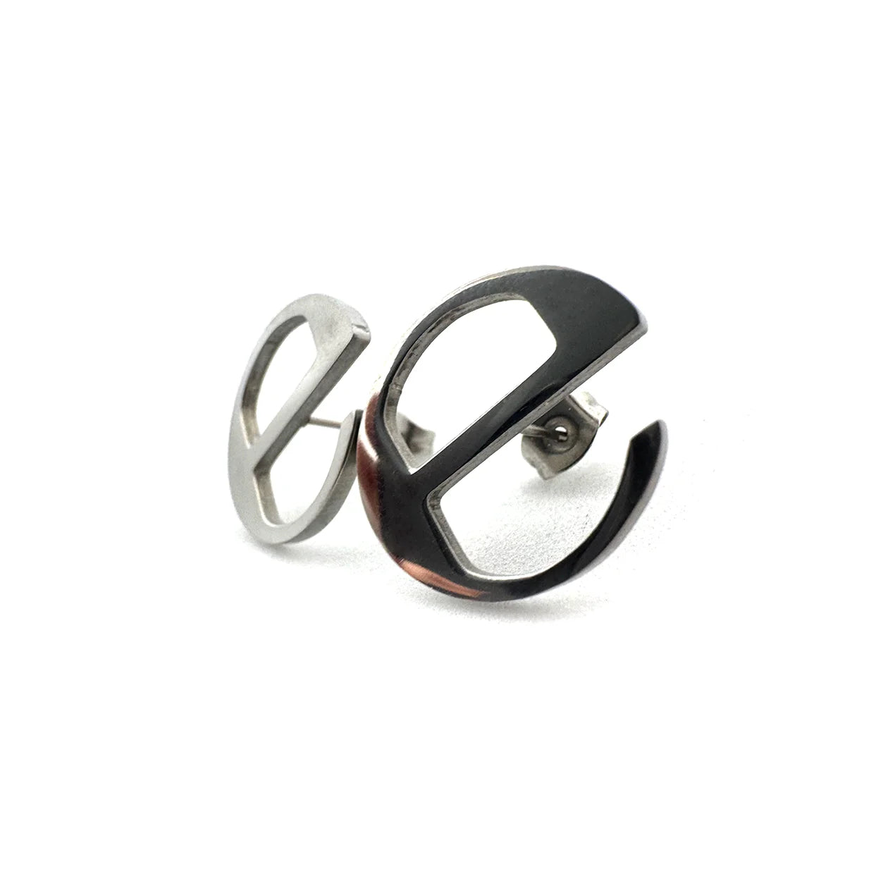 Ecco2k "E" Logo Fan-Made Stainless Steel Small Stud Earrings - 0.75in Stainless Steel - Indie Ovation