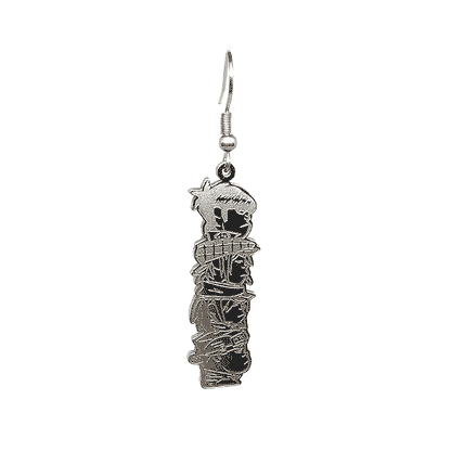 Demon Days-inspired Gorillaz stainless steel dangly earrings, 1.5-inch fan-made design perfect for music lovers.
