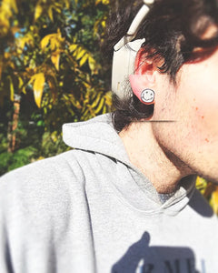 Nirvana Smiley Face Logo Fan-Made Stainless Steel Stud Earrings – 0.5 Inch Hypoallergenic Earrings - Indie Ovation