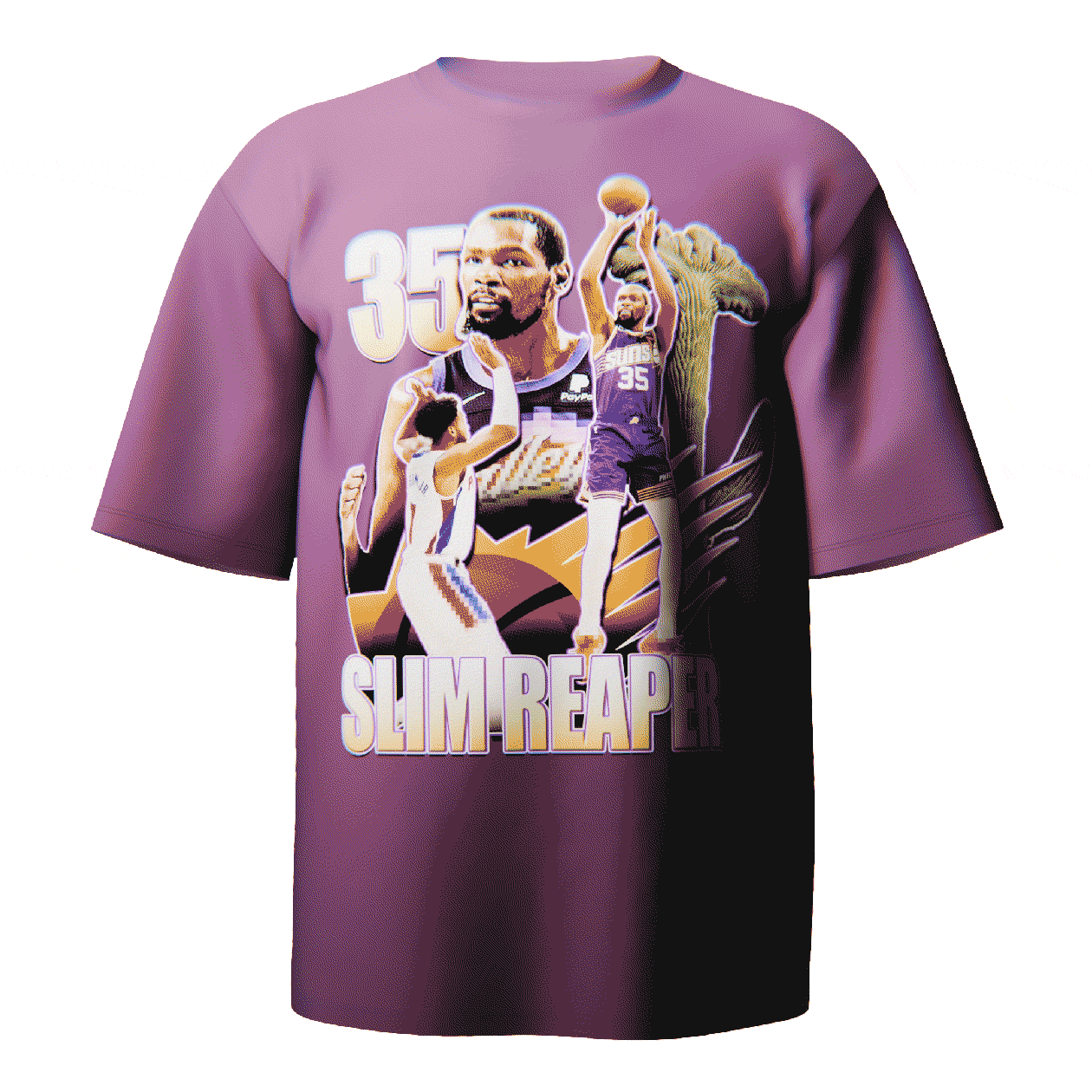 Kevin Durant 'Slim Reaper' vintage-style Phoenix Suns shirt in berry, crafted with Comfort Colors 100% cotton for breathable comfort.