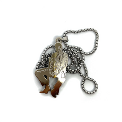 Kid Cudi Fan-Made "Man on the Moon: Mr. Rager" Pendant Chain Necklace, the perfect accessory for any Kid Cudi fan. Expertly crafted with a unique design, this necklace celebrates the memorable "Man on the Moon: Mr. Rager" album.