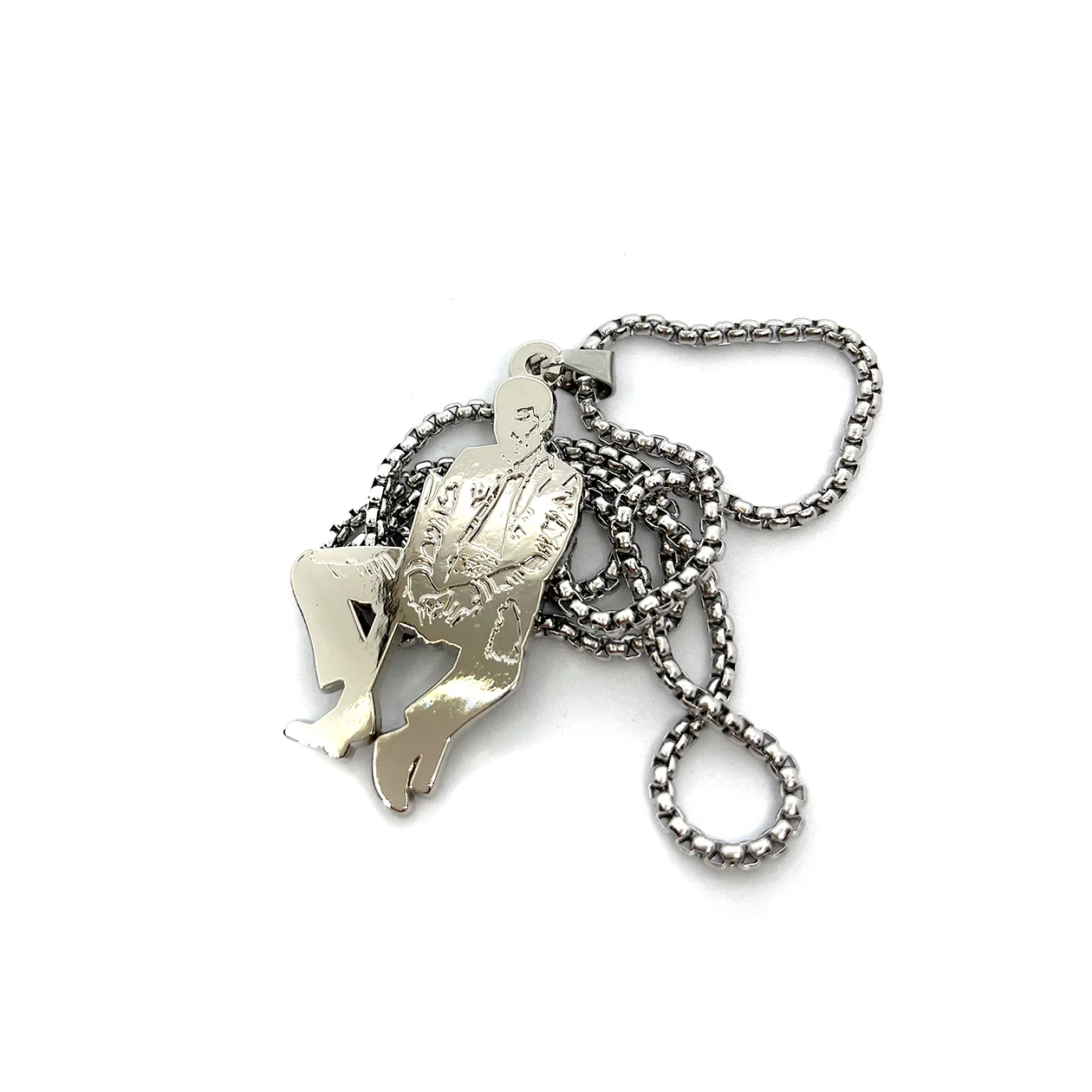 Kid Cudi Fan-Made "Man on the Moon: Mr. Rager" Pendant Chain Necklace, the perfect accessory for any Kid Cudi fan. Expertly crafted with a unique design, this necklace celebrates the memorable "Man on the Moon: Mr. Rager" album.