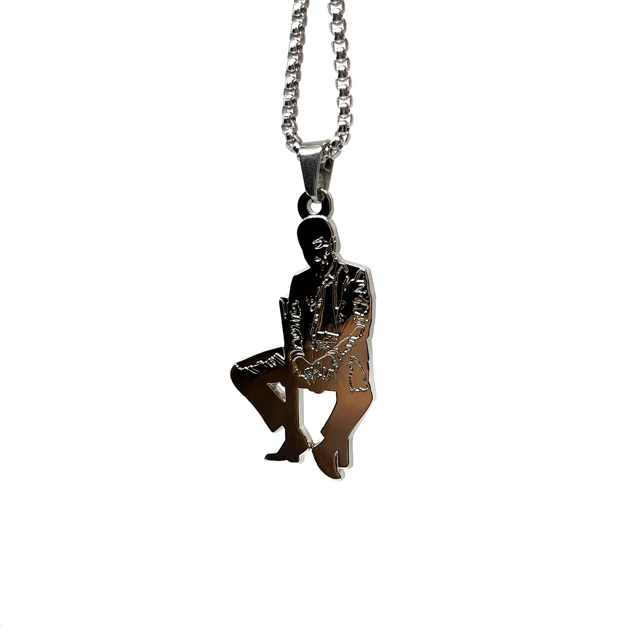 Kid Cudi Fan-Made "Man on the Moon: Mr. Rager" Pendant Chain Necklace, the perfect accessory for any Kid Cudi fan. Expertly crafted with a unique design, this necklace celebrates the memorable "Man on the Moon: Mr. Rager" album.