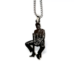 Kid Cudi Fan-Made "Man on the Moon: Mr. Rager" Pendant Chain Necklace, the perfect accessory for any Kid Cudi fan. Expertly crafted with a unique design, this necklace celebrates the memorable "Man on the Moon: Mr. Rager" album.