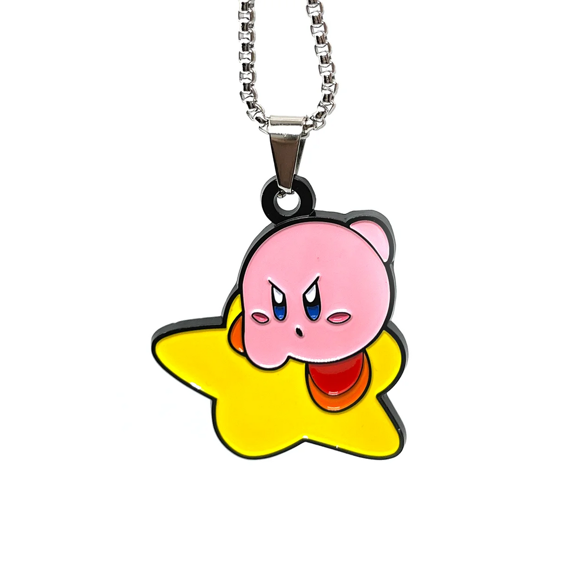 Kirby Air Ride Fan-Made Enamel Pendant Chain Necklace, the perfect accessory for any Kirby Air Ride enthusiast. Carefully crafted with a charming design, this necklace captures the spirit of the popular game.