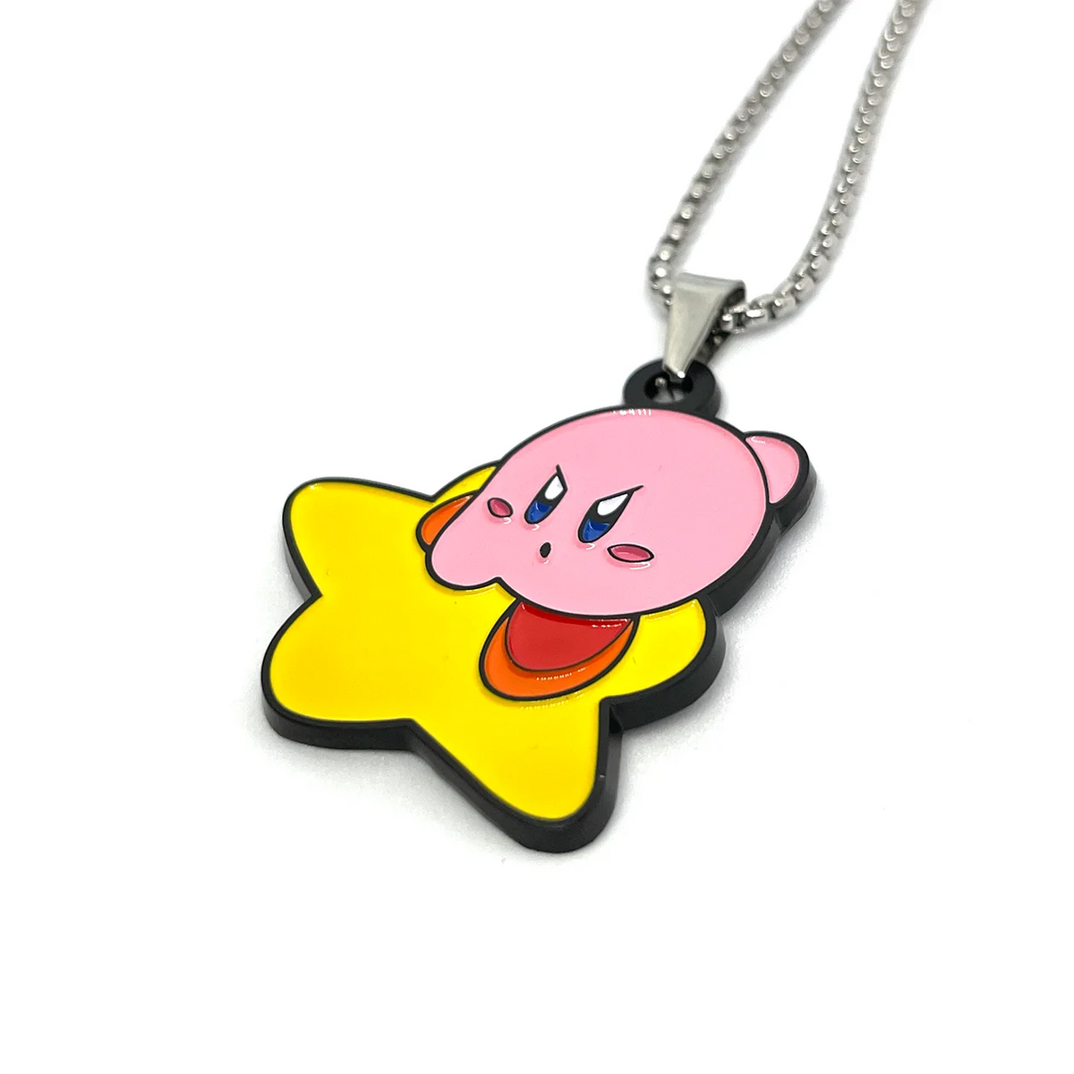 Kirby Air Ride Fan-Made Enamel Pendant Chain Necklace, the perfect accessory for any Kirby Air Ride enthusiast. Carefully crafted with a charming design, this necklace captures the spirit of the popular game.