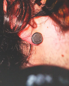 Nirvana Smiley Face Logo Fan-Made Stainless Steel Stud Earrings – 0.5 Inch Hypoallergenic Earrings - Indie Ovation