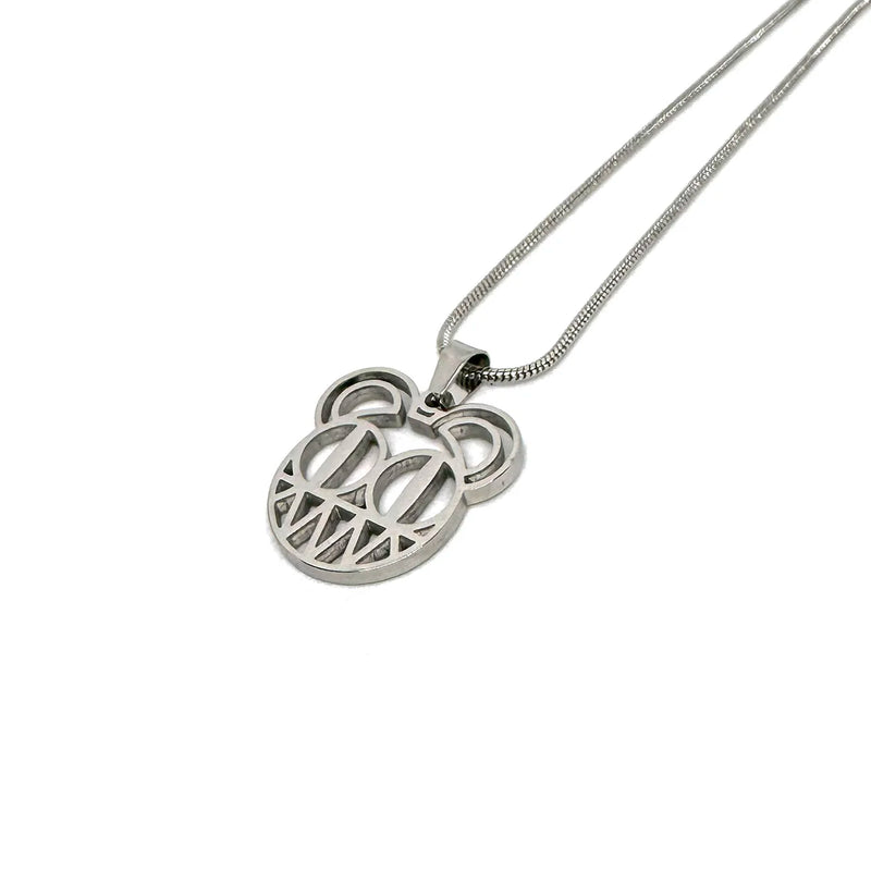 Radiohead bear logo stainless steel pendant chain necklace – 1-inch minimalist design with 60cm chain for fans