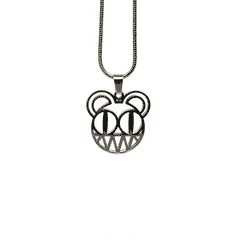 Radiohead bear logo stainless steel pendant chain necklace – 1-inch minimalist design with 60cm chain for fans