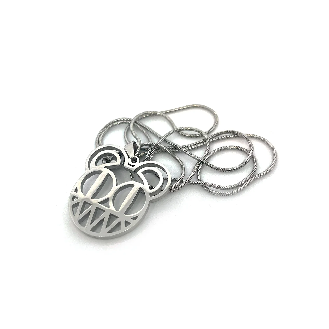 Radiohead Bear Logo Fan-Made Stainless Steel Pendant Chain Necklace – 60cm Stainless Steel Chain - Indie Ovation