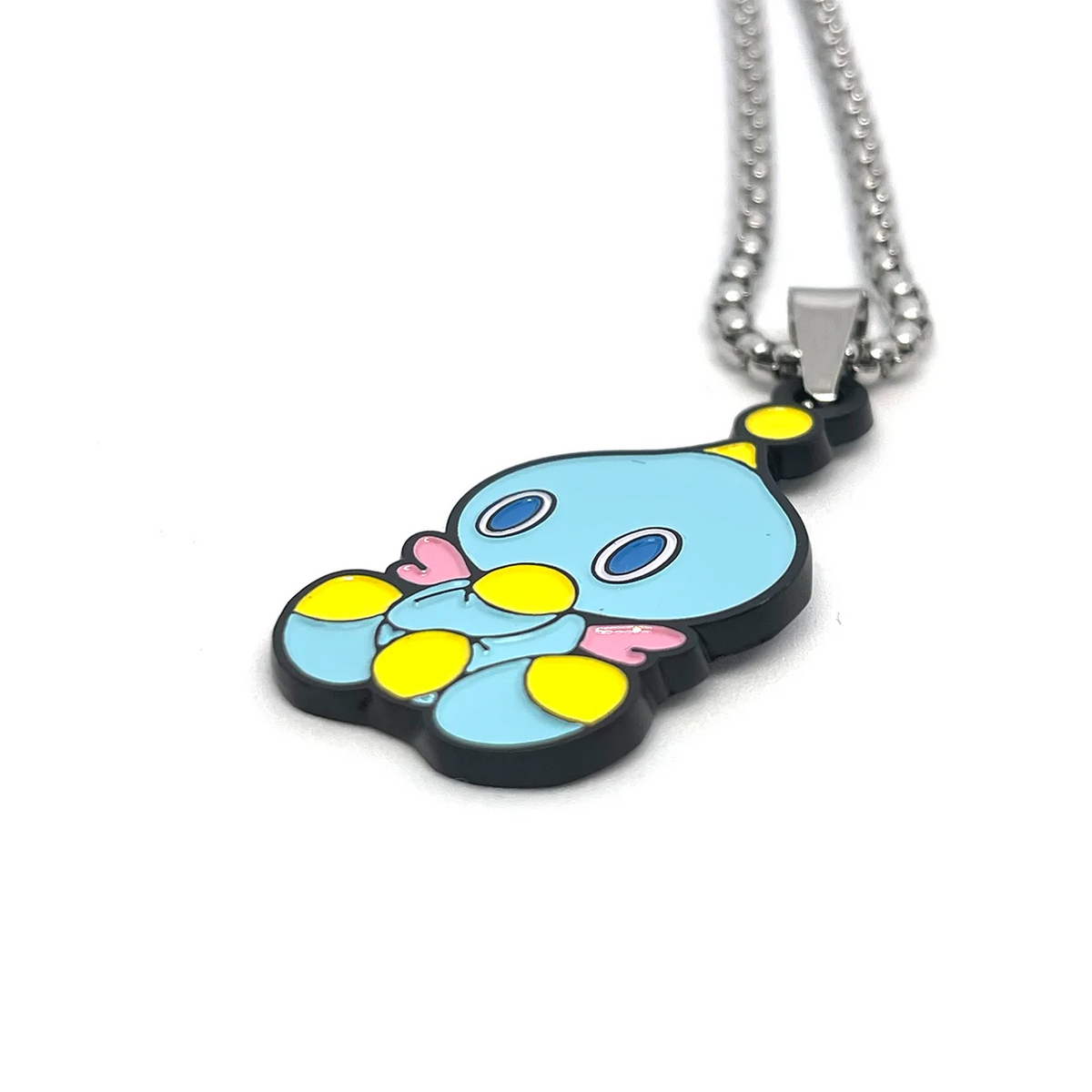 Sonic Adventure Chao enamel pendant chain necklace – 1.5-inch fan-made design with 60cm stainless steel chain