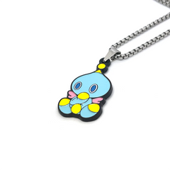 Sonic Adventure Chao enamel pendant chain necklace – 1.5-inch fan-made design with 60cm stainless steel chain