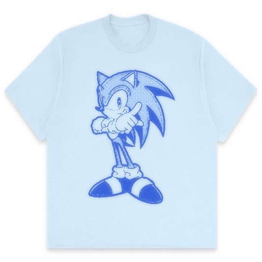 Sonic the Hedgehog t-shirt featuring pixel-inspired design in Comfort Colors 100% cotton, made in the USA