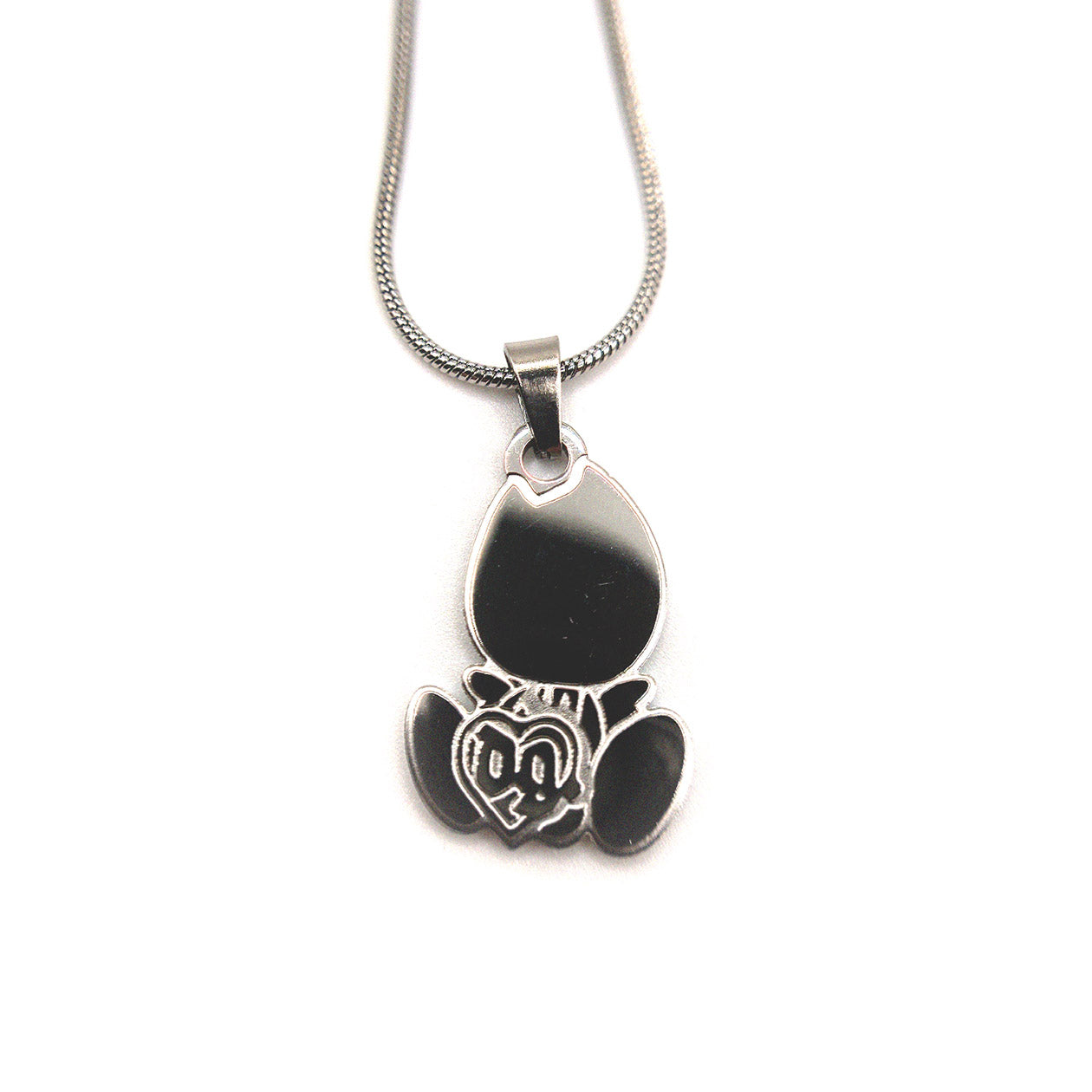 Drain Gang baby logo pendant necklace displayed with a chain, fan-made jewelry photo