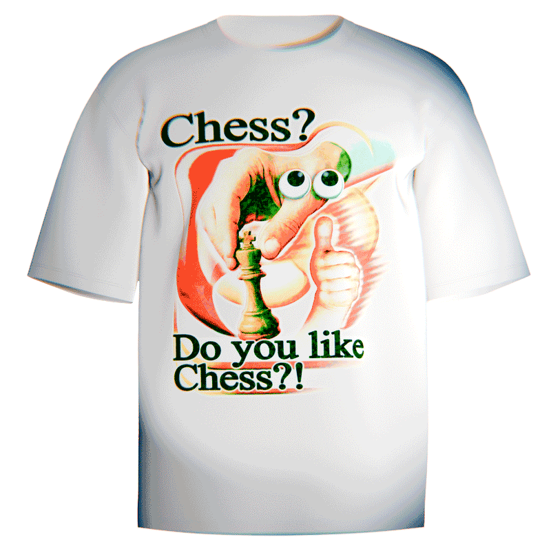 Soft Comfort Colors 100% cotton tee printed with our retro, sunlit chess graphic. A photographed hand places a king piece while playful googly eyes and a thumbs up turn the image into a cheeky, wearable moment. Clean, bold headline text frames the art so it reads from a distance and pops in photos.