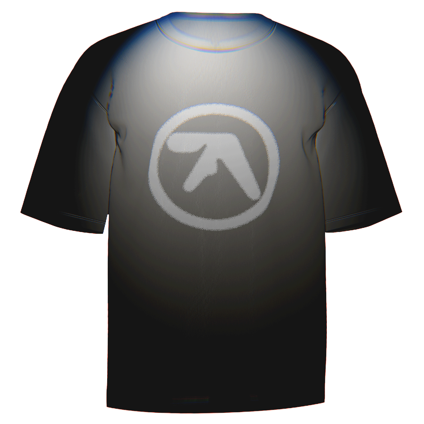 Flat-lay of a black Aphex Twin Blur Logo T-Shirt showcasing a bold, blur-style print of the iconic Aphex Twin logo. Crafted from premium Comfort Colors 100% ringspun cotton for lasting comfort and style. A must-have for fans of Aphex Twin’s groundbreaking artistry.