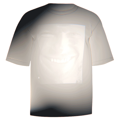 Flat-lay of a grey Aphex Twin Monochromatic T-Shirt showcasing a striking monochromatic print of Aphex Twin's iconic face. Crafted from high-quality LA Apparel 100% cotton. A stylish addition to any Aphex Twin fan’s wardrobe.