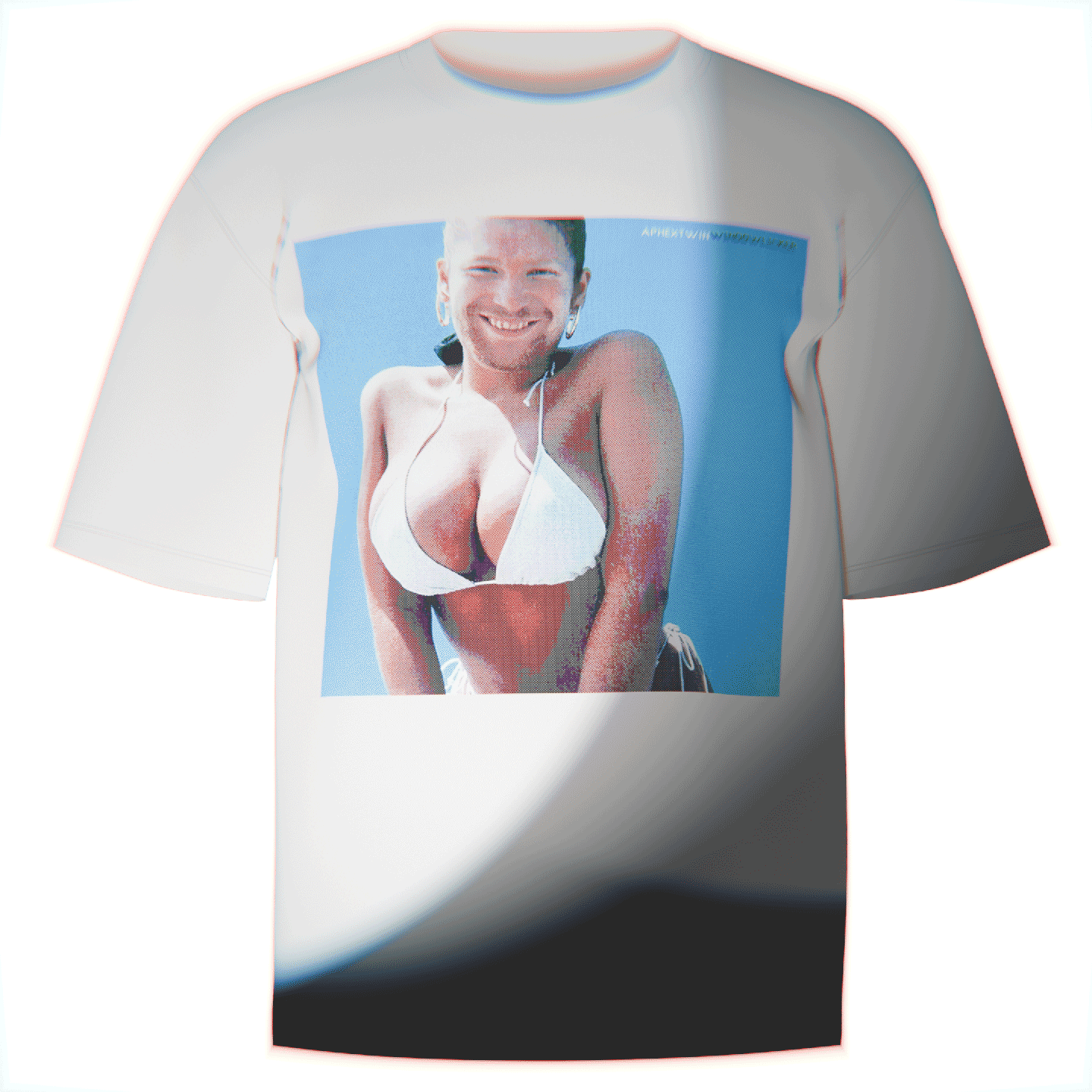 Flat-lay of a white Aphex Twin Windowlicker Cover T-Shirt featuring stylized cover art from the iconic Windowlicker release. Made from ultra-soft Comfort Colors 100% ringspun cotton for breathable comfort and a relaxed fit. A bold addition for fans of Aphex Twin’s groundbreaking music.