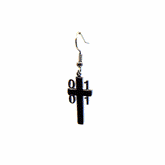 Beautiful rotating gif of a spinning cross earring with 1s and 0s on it.