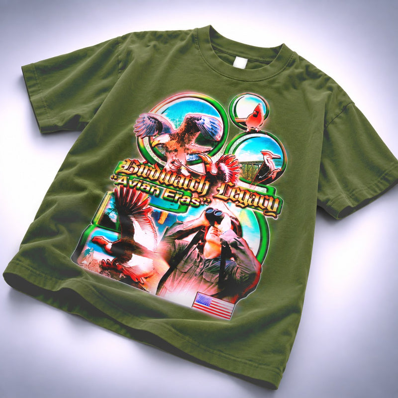 "Bird Watch Legacy" Bird Watching Nature Tee - Premium Garment-dyed "MADE IN USA" 100% Cotton