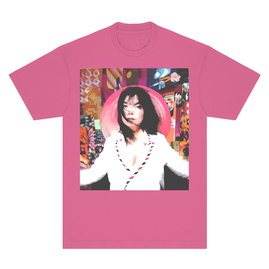 Bjork Post Portrait Ringspun T-Shirt - Pink, White, Black - Comfort Colors 100% Cotton