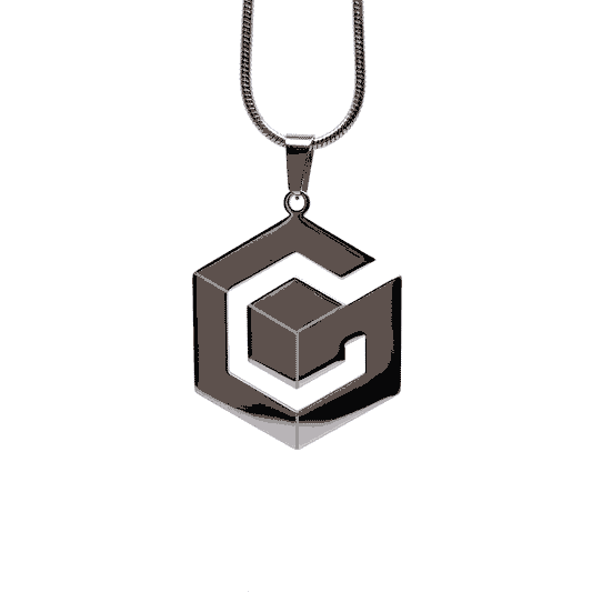 Nintendo Gamecube Logo Fan-Made Stainless Steel Pendant Chain Necklace – 60cm Stainless Steel Chain