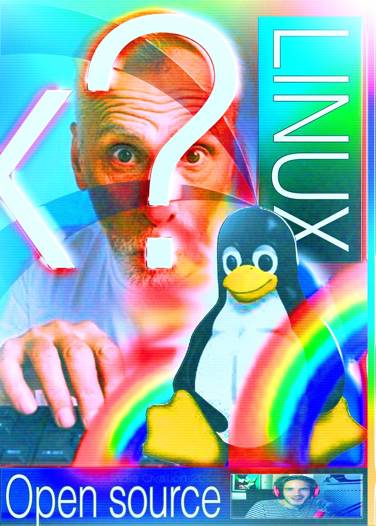 Linux Open Source Tech Rainbow PewDiePie Web Core Poster - 13x19