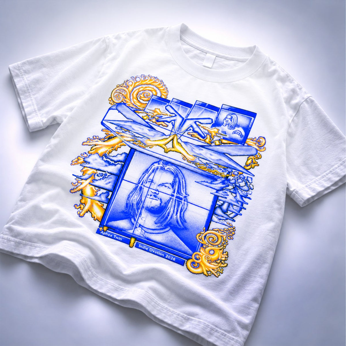 "Electric Alchemy" Aphex Twin Neo-Baroque Tribute Tee - Premium Garment-dyed "MADE IN USA" 100% Cotton - White, Sage, Blue, Navy