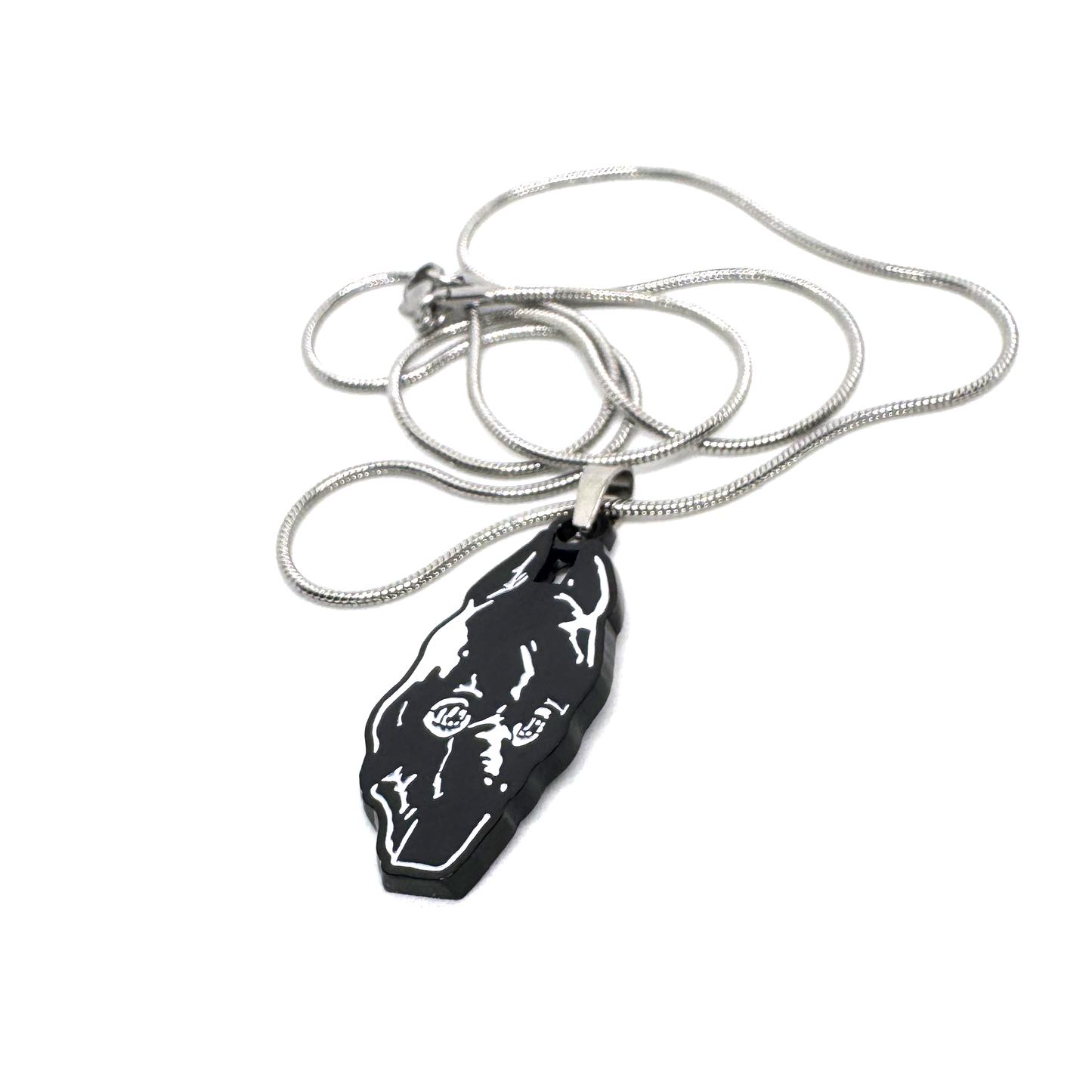 Death Grips Fan-Made "The Money Store" Enamel Pendant Chain Necklace – 60cm Stainless Steel Chain