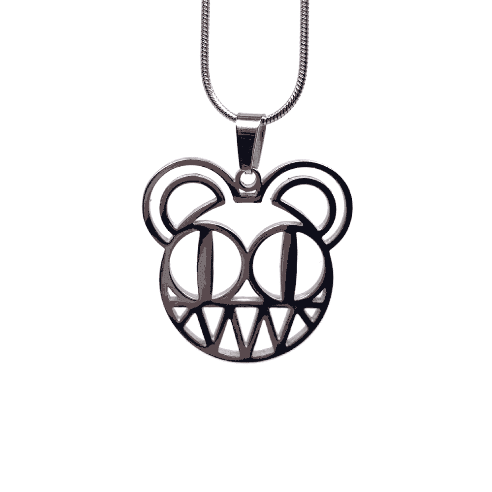 Radiohead Bear Logo Fan-Made Stainless Steel Pendant Chain Necklace – 60cm Stainless Steel Chain - Indie Ovation