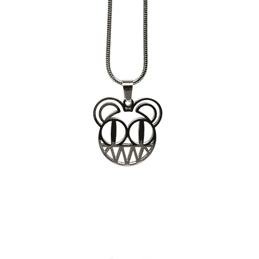 Radiohead Bear Logo Small 1 Inch Fan-Made Stainless Steel Pendant Chain Necklace – 60cm Stainless Steel Chain