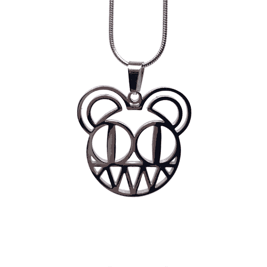 Radiohead Bear Logo Fan-Made Stainless Steel Pendant Chain Necklace – 60cm Stainless Steel Chain